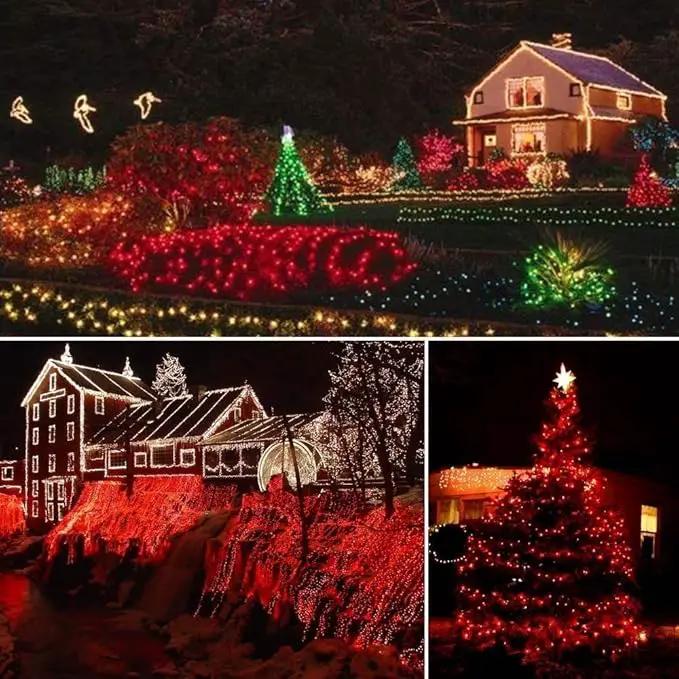 Toodour Solar Christmas Lights - 2 Packs Total 144ft 400 LED 8 Modes Waterproof Outdoor String Lights for Garden, Patio, Fence, Balcony, Christmas Tree Decor - Red by GreenHaven Gardens
