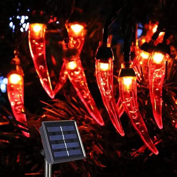 Solar Red Chili String Lights, 200 LED Chili Shape Fairy String Lights Solar Operated String Lights for Wedding, Chinese New Year,Spring Festival,Party Decoration,Christmas by GreenHaven Gardens