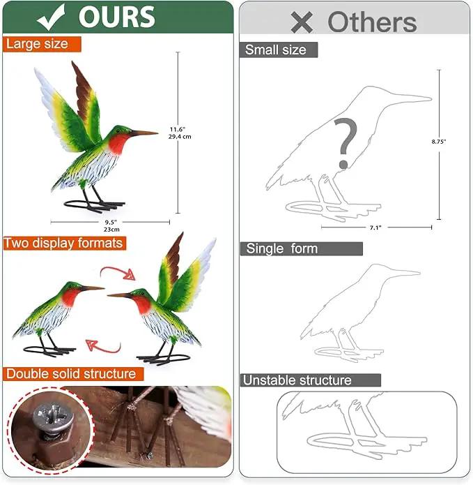 Nacome Metal Hummingbird Statues for Garden Decor: Outdoor Sculptures Clearance Lawn Ornaments for Patio Balcony Front Backyard - Unique Gifts for Grandma Mom by GreenHaven Gardens