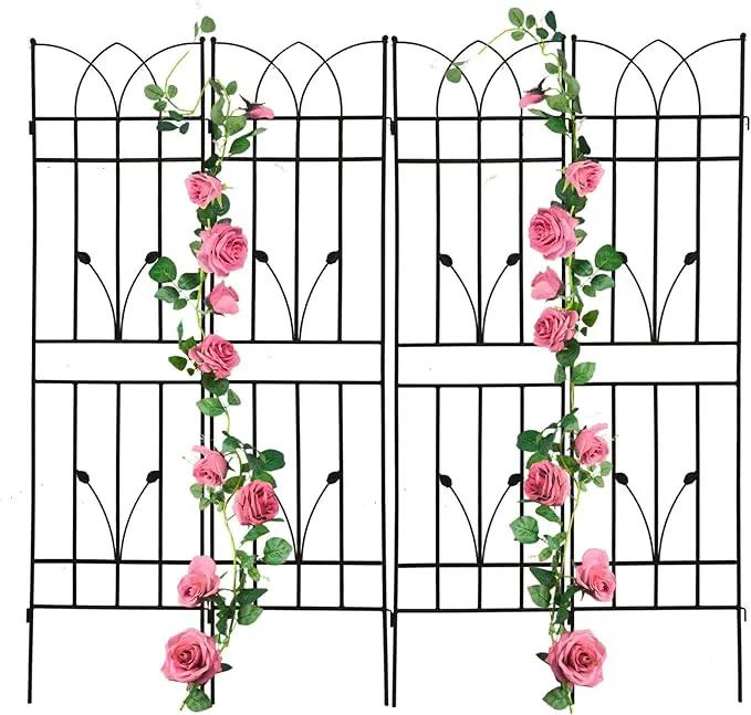 4 Pack Metal Garden Trellis 71" Black Fence Rustproof Garden Trellis for Climbing Plants Support Roses Flower Outdoor Lawn, Black by GreenHaven Gardens