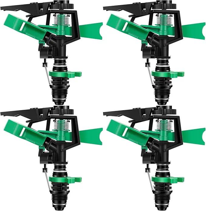 1/2 Inch Plastic Impact Sprinklers Heads Adjustable 0-360 Degree Pulsating Oscillating Watering Sprinkler Head for Garden Law Grass Yard Irrigation Supplies (4 Pieces) by GreenHaven Gardens