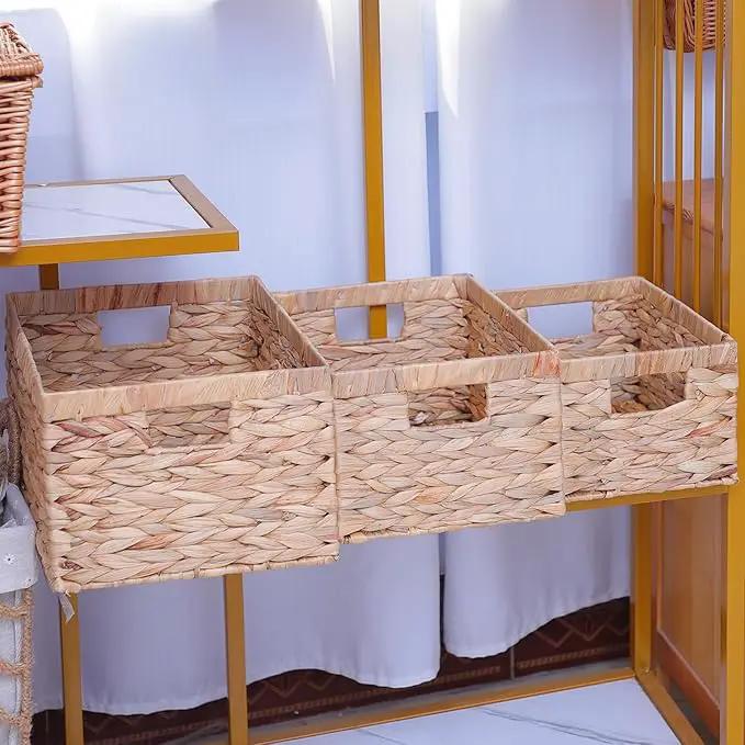 Storage Container, Natural Water Hyacinth Storage Bins Rectangular Basket,Arts and Crafts. by GreenHaven Gardens