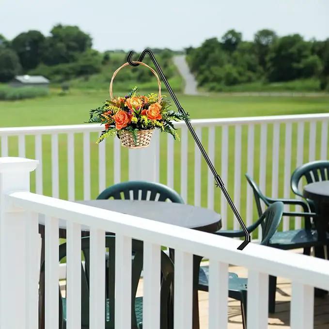FEED GARDEN [Upgrade Version 2 Pack Bird Feeder Hanger Adjustable 43 Inch Deck Hooks for Railing 360 Degree Swivel Heavy Duty Hanging Hooks for Bird Feeders Wind Chimes by GreenHaven Gardens