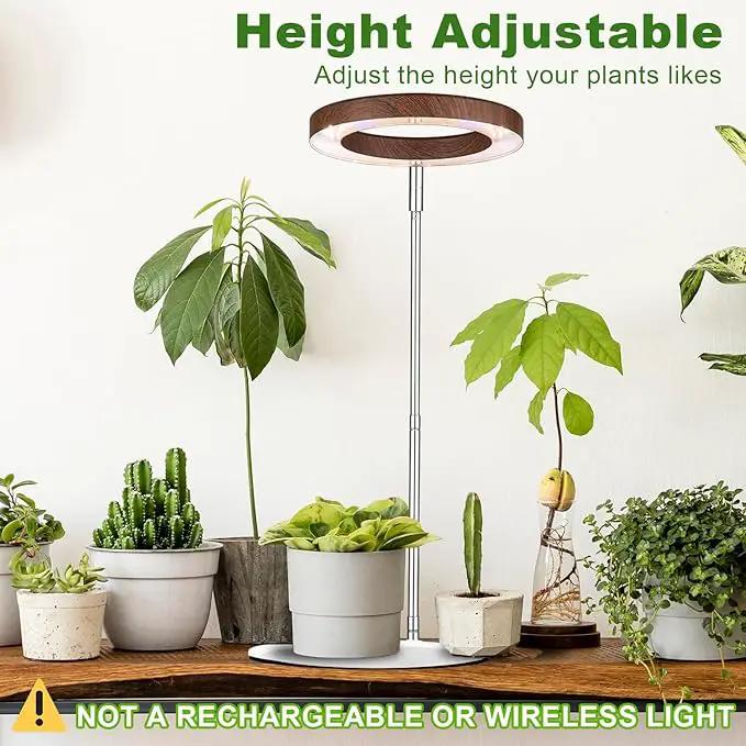 yadoker 144 LEDs Plant Grow Light for Indoor Plant,Aluminum Walnut Wood Grain Desk LED Grow Light, Height Adjustable,6.3" Aluminum Housing,Automatic Timer with 8/12/16 Hours,10-Level Brightnes by GreenHaven Gardens