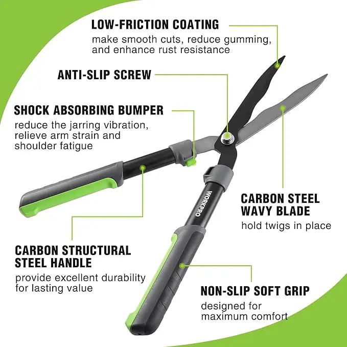 WORKPRO Garden Hedge Shears, 23" Manual Hedge Clippers, Professional Bush Cutter, Gardening Pruners Scissors, Hedge Trimmers, Shears Gardening Tools for Pruning Borders & Shrubs by GreenHaven Gardens