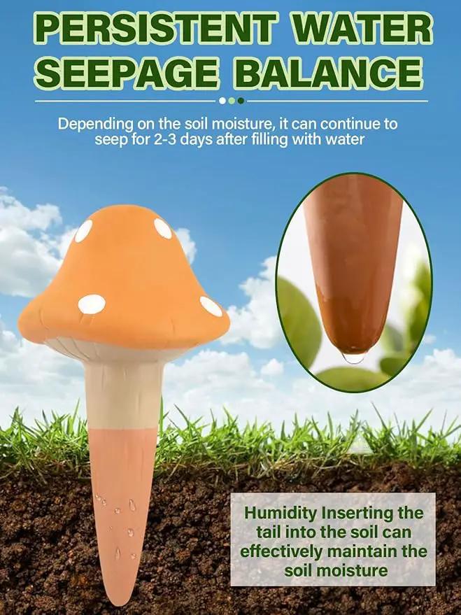 Kalolary 4Pcs Plant Watering Globes, Self Watering Spikes Terracotta Drip Water Stakes Irrigation Watering Bulbs for Pot, Indoor, Outdoor, Vacation (Mushroom) by GreenHaven Gardens