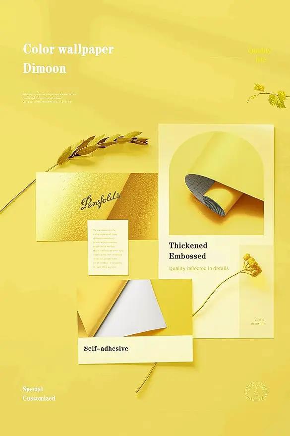 Dimoon 236''x17.7'' Yellow Peel and Stick Wallpaper Contact Paper Modern Self Adhesive Wall Paper Removable Renter Friendly Textured Solid Color Shelf Cabinet Vinyl Roll (236''x17.7'',Yellow) by GreenHaven Gardens