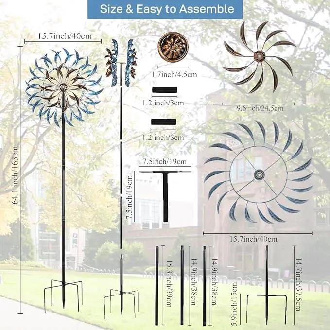 VEWOGARDEN Large Wind Spinners Outdoor, Metal Wind Sculptures & Spinners 360 Degrees Kinetic Wind Spinners for Yard and Garden 64 * 15.7 Inches by GreenHaven Gardens