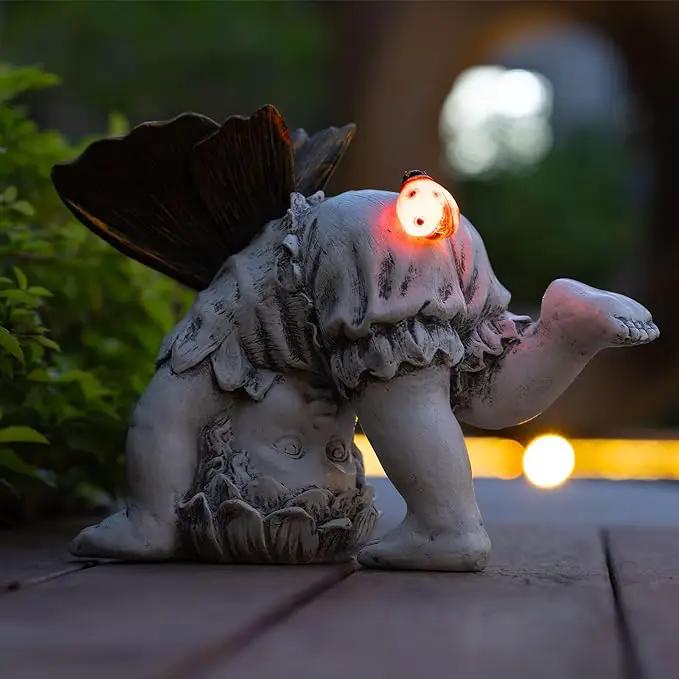 Garden Flower Fairy Outdoor Solar Decor, Resin Ornaments for Patio Lawn Yard Porch, Playful Garden Statue for Outside Angel Gifts, 8.98 Inches Tall by GreenHaven Gardens