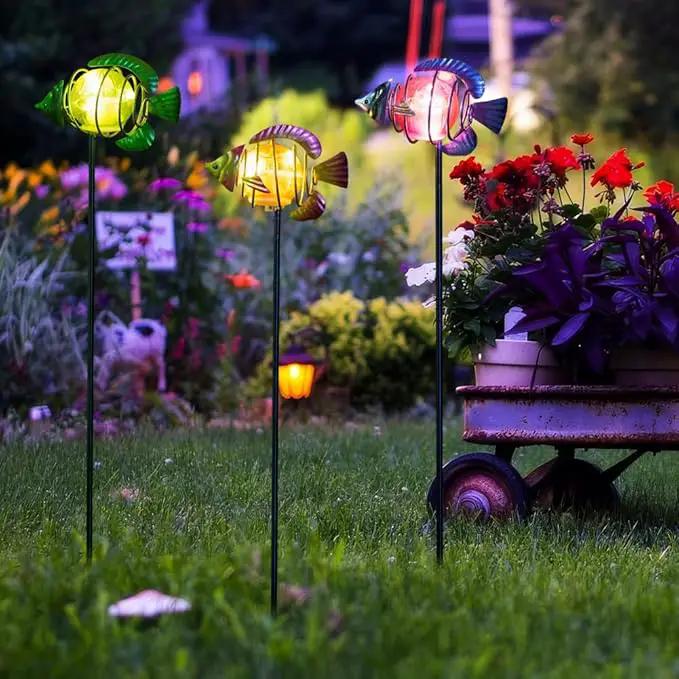 Outdoor Garden Solar Lights,3Pack Decorative Solar Lights for Garden Decor,Sea Fish Backyard Decor,Led Solar Lights with Stakes for Yard Landscape Patio(21.3''H) by GreenHaven Gardens