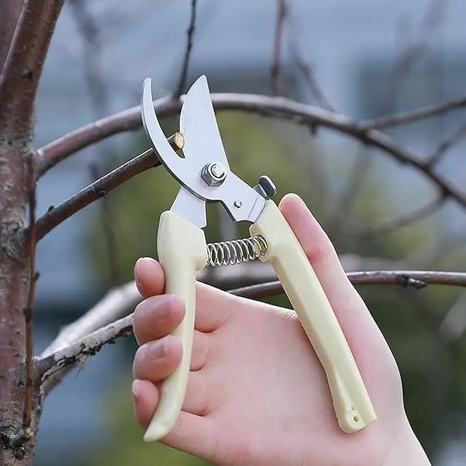 5pcs Garden Flower Shears Pruning Shears 6.9 inches Scissors Heavy Duty Plant Scissors for Cutting Flowers, Trimming Plants, Bonsai, Fruits Picking (White Handle 5pcs) by GreenHaven Gardens