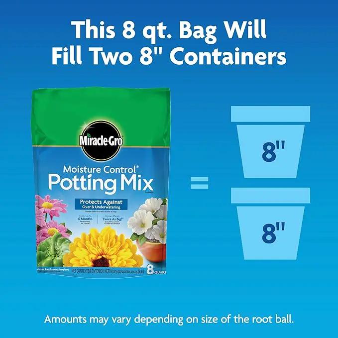 Miracle-Gro Moisture Control Potting Mix, For Container Plants, Protects against Over- and Under-Watering, 8 qt., 3-Pack by GreenHaven Gardens