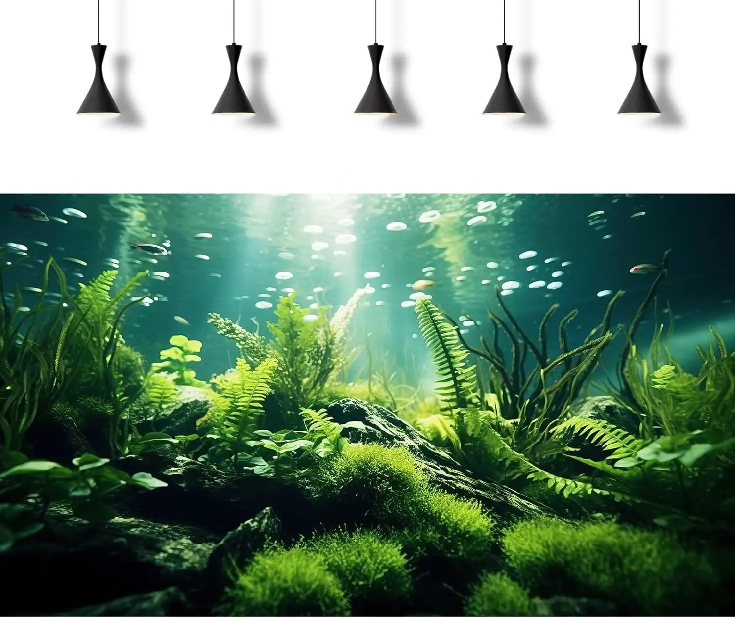 Underwater Fish Tank Background Under The Sea Aquatic Plants Aquarium Background Ocean Floor Rock Terrarium Backgrounds Tropical Fish Green Seaweeds Aquarium Backgrounds for Fish Tank Decor 72x16in by GreenHaven Gardens
