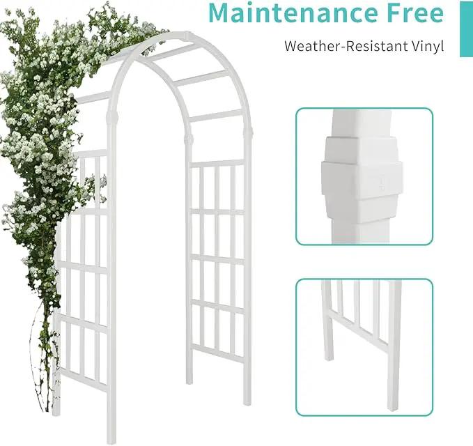 VINGLI Vinyl Garden Arbor, PVC Wedding Arch for Ceremony Party, Garden Trellis for Climbing Plants Outdoor, Arch Backdrop Stand for Garden, Backyard, Lawn by GreenHaven Gardens