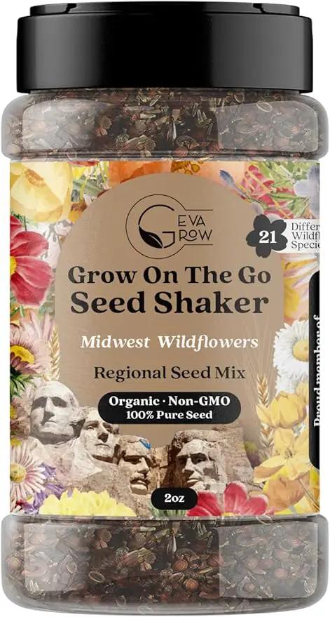 Regional Wildflower Seed Mix by GevaGrow (Midwest Wildflowers, Mini Shaker) by GreenHaven Gardens