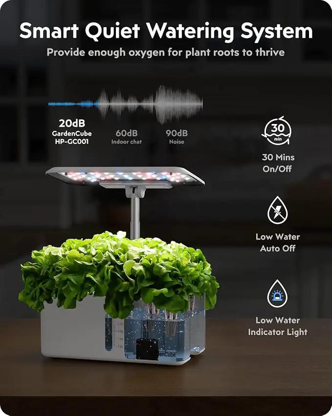 Hydroponics Growing System Garden: 8 Pods Indoor Herb Garden with Grow Light Plants Germination Kit Quiet Automatic Hydroponic Height Adjustable - Gardening Gifts for Women Kitchen White by GreenHaven Gardens