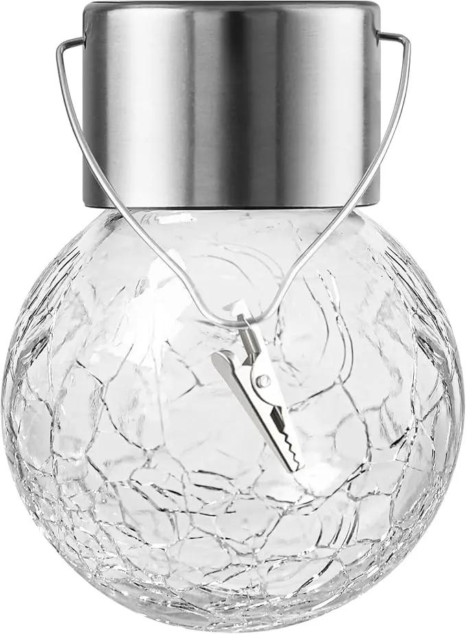 Solar Lights Outdoor Hanging Decorative Globe 8 Pack, Waterproof Solar Lantern with Handle and Clip, Solar Powered Glass Ball Lights for Garden Yard Fence Tree Umbrella Holiday Décor, Cold White by GreenHaven Gardens