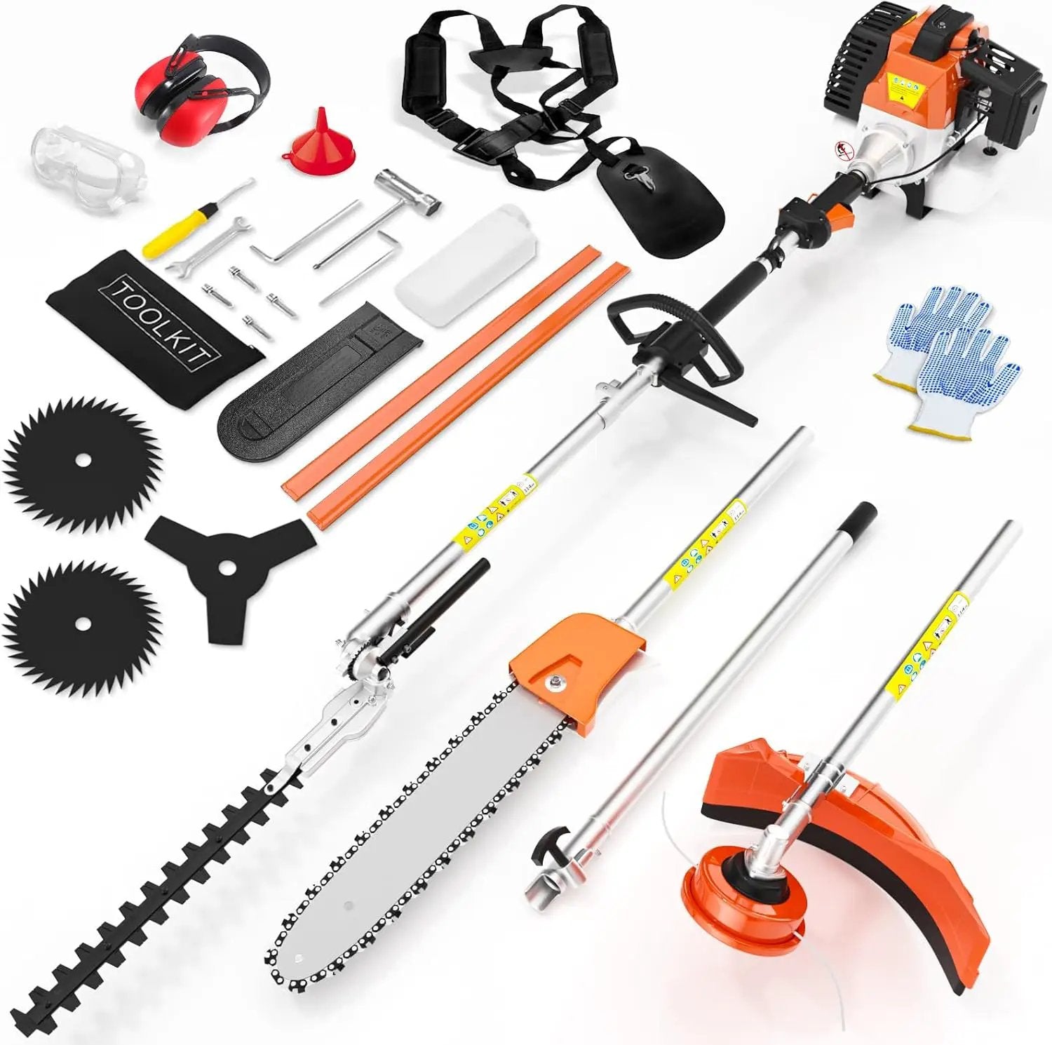 52cc 6 in 1 2-Stroke Gas String Trimmer with Gas Hedge Trimmer,Brush Cutter Gas Powered,Gas Weed Eater for Weeds and Grass by GreenHaven Gardens