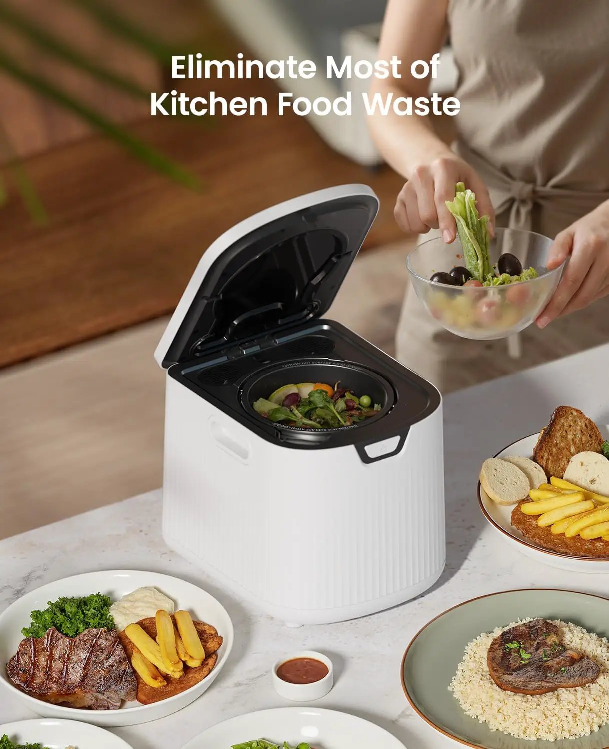 Electric Composter for Kitchen,Ouaken 3L Indoor Kitchen Waste Compost Machine Countertop Smart Composting Bin,Compact Food Recycler for Home with Low Noise,Odorless,Auto-Clean,LED Display by GreenHaven Gardens
