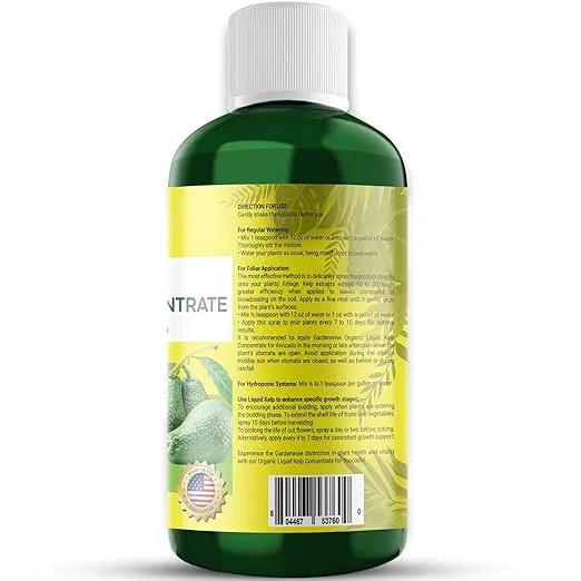 Organic Premium Kelp Seaweed Fertilizer - Liquid Plant Food - Nutrient-Rich Soil Enhancer - Improves Fruit Yield and Quality - Natural Plant Food for Avocado Tree (32 OZ) by GreenHaven Gardens