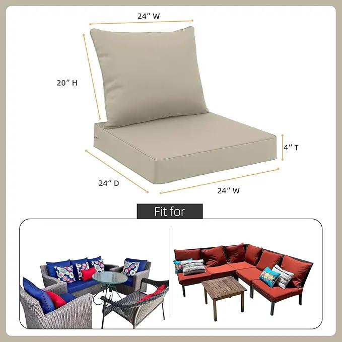 Favoyard Outdoor Seat Cushion Set 24 x 24 Inch Water-Resistant & Fade-Resistant Patio Furniture Cushions with Removable Cover Deep Seat & Back Cushion with Handle and Adjustable Straps for Chair Sofa by GreenHaven Gardens