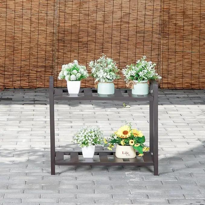 Versatile Indoor/Outdoor Plant Stand – High-Strength Aluminum with 300 LBS Load Capacity - Ideal Decor for Patios, Gardens, Living Rooms | L17.7 x W11.8 x H22 inches by GreenHaven Gardens