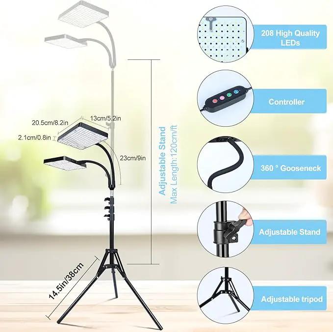 50W Standing Grow Lights for Indoor Plants, Seed Starting, Bonsai with Timer Auto On/Off, 5000 Lumen Enough Bright Like A Small Sun for Your Jungle, Daisy Chain Function, 40"-64" Height Adjustable by GreenHaven Gardens