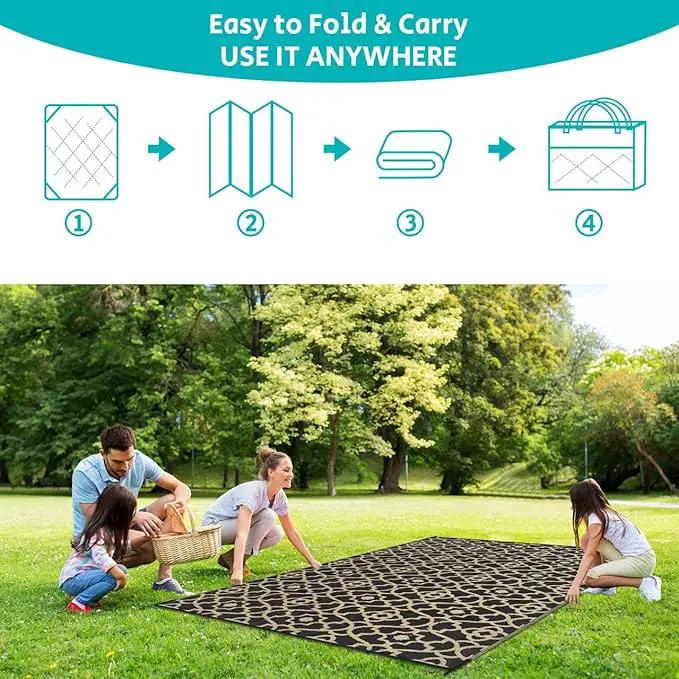 HEBE Outdoor Rug Waterproof 5x8, Reversible Plastic Straw Rug RV Camping Rug, Indoor Outdoor Patio Mat Clearance, Outside Carpet for Porch,Deck,Camper,Balcony,Backyard,Picnic by GreenHaven Gardens