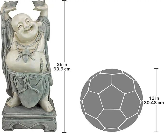 Design Toscano Jolly Hotei Laughing Man Asian Decor Indoor/Outdoor Garden Statue, 26 inches tall, Cast Stone Resin, Two Tone Stone Finish by GreenHaven Gardens