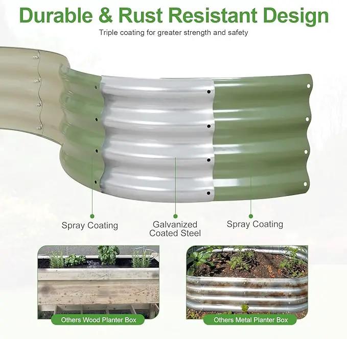 Galvanized Round Raised Garden Bed Outdoor-2Pack Raised Beds for Gardening| Metal Planter Box 3x3x1FT, Green by GreenHaven Gardens