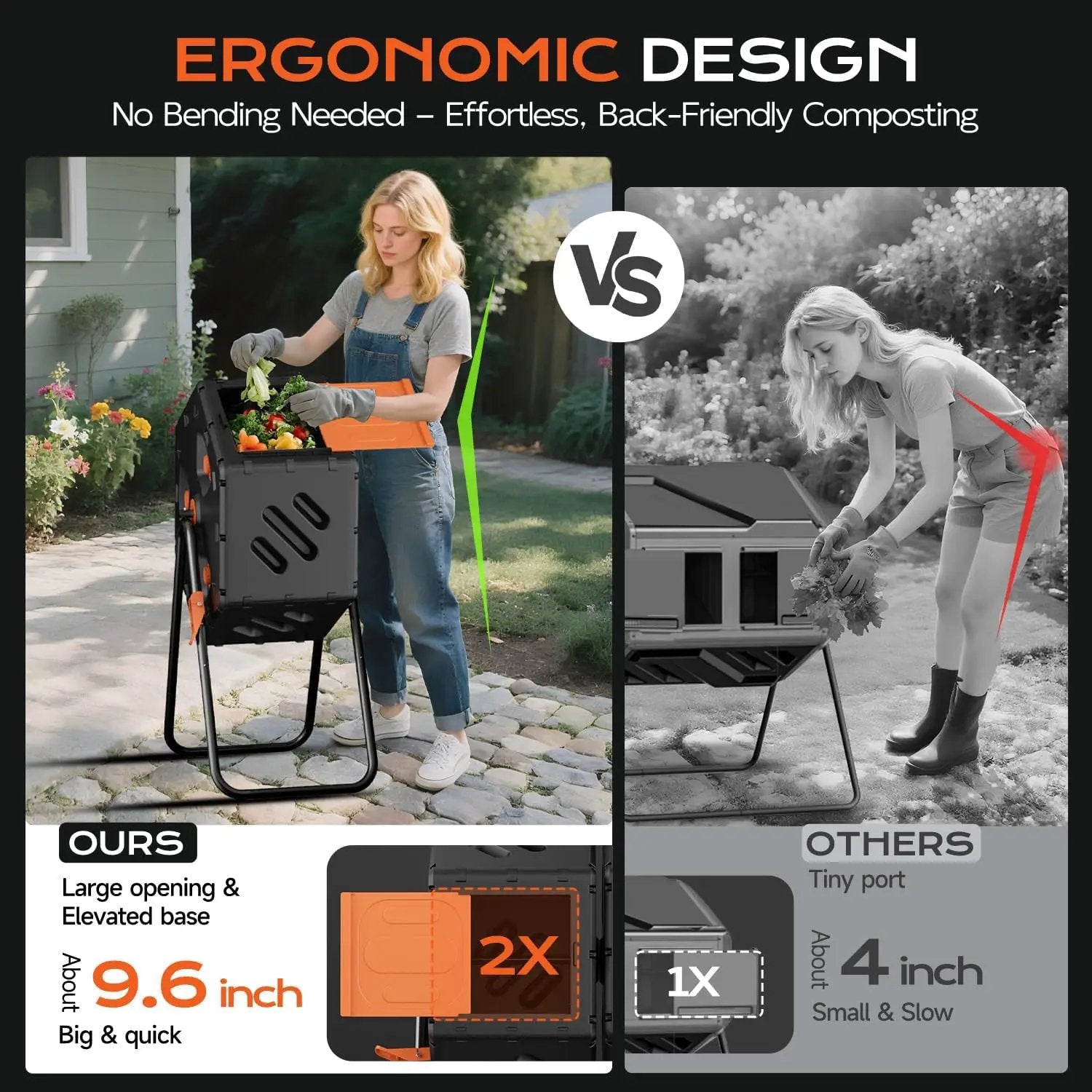 Compost Bin Outdoor 22.5 Gallon, Easy Assemble Composter Tumbler, 360°Rotating Garden Compost Bin for Fast Composting, Tumbling Composter for Outside, Backyard, and Yard by GreenHaven Gardens