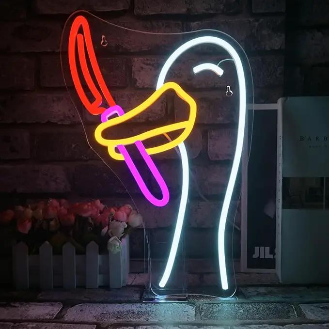 Silly Goose Neon Sign Dimmable Goose Knife Neon Signs for Wall Decor LED USB Powered Anime Neon Light Sign for Bedroom Room Club Restaurant Party Decoration Birthday Gifts by GreenHaven Gardens
