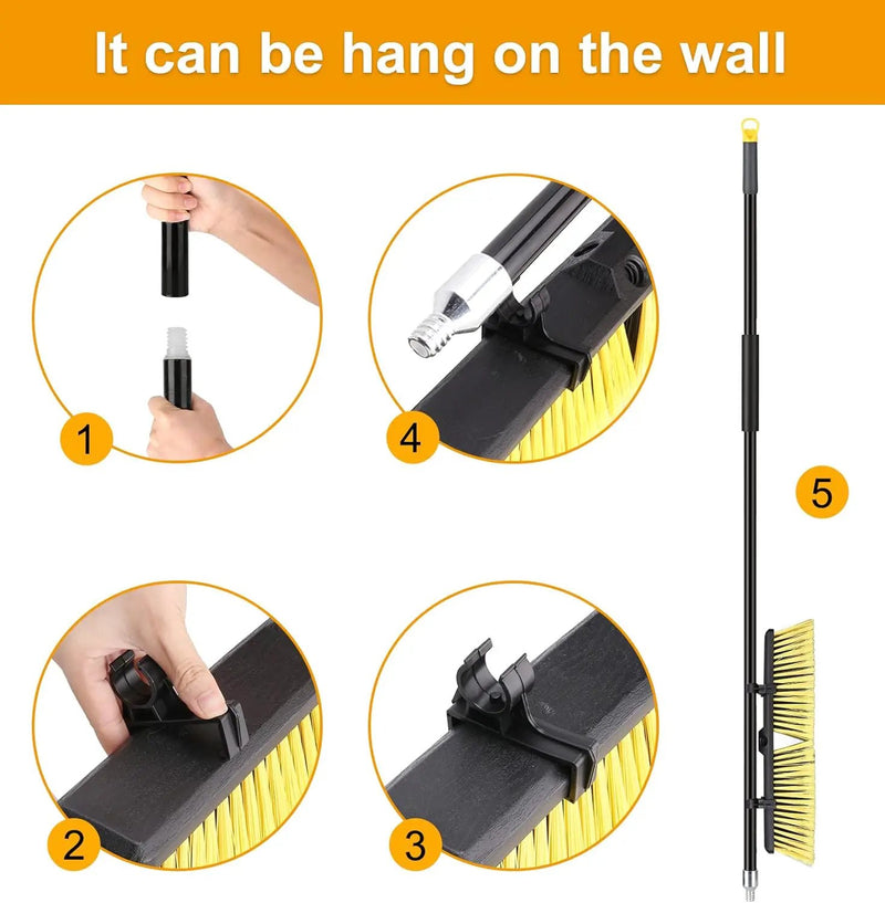 18 Inches Push Broom Outdoor- Heavy Duty Broom with 63" Long Handle for Deck Driveway Garage Yard Patio Concrete Floor Cleaning by GreenHaven Gardens