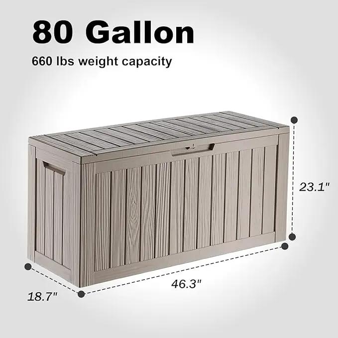 DRATO 80 Gallon Large Deck Box, Outdoor Storage Box for Patio Furniture, Patio Cushions, Gardening Tools, Pool Supplies 480lbs Weight Capacity,Waterproof Resin Storage Boxes by GreenHaven Gardens