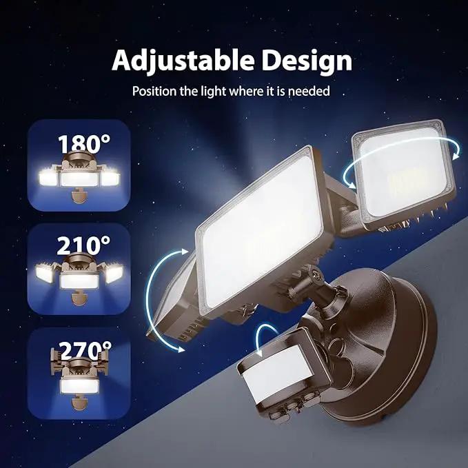 Onforu 65W LED Security Lights Motion Sensor Light Outdoor, 6500LM, 6500K, IP65 Waterproof, Flood Light Outdoor Motion Detector with Adjustable 3 Head, Hardwired Wall Light for Entryway, Yard (Brown) by GreenHaven Gardens