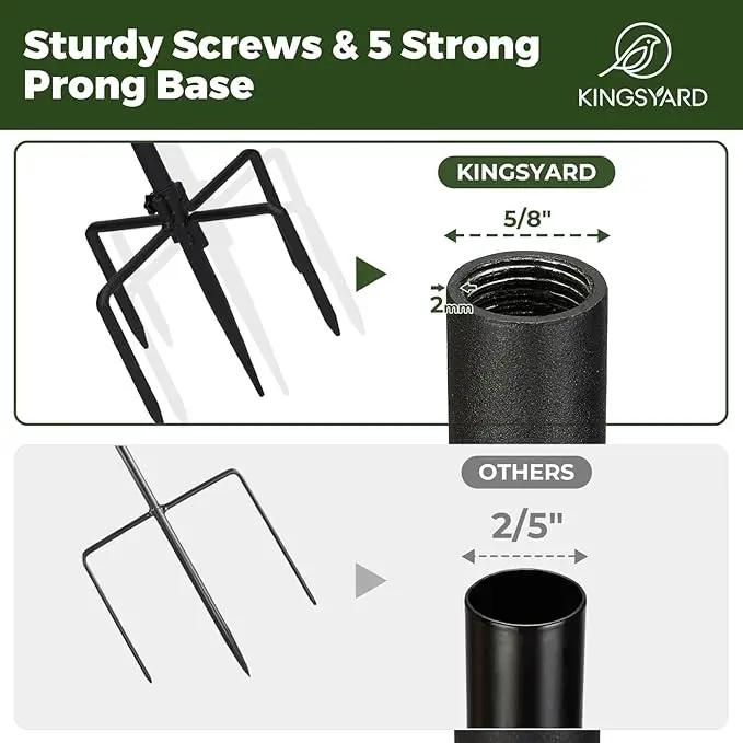 Kingsyard Adjustable Shepherd Hooks for Outdoor - 76 INCH Heavy Duty Bird Feeder Pole with 5 Prong Base, Hummingbird Feeder Stand, Garden Plant Baskets, Weddings Decor, Solar Light Lanterns by GreenHaven Gardens