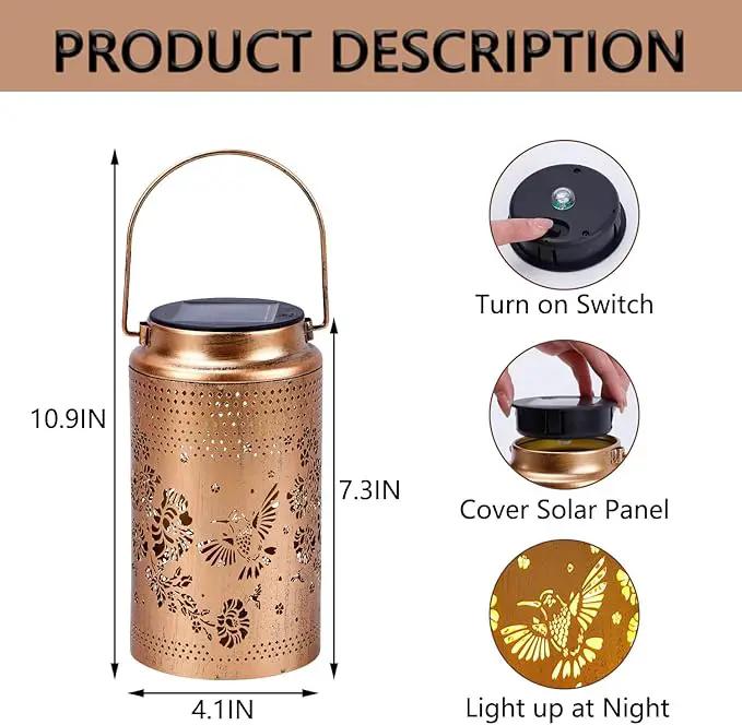 2 Pack Hummingbird Solar Lanterns Outdoor Waterproof, Metal Hanging Lights Decorations for Garden Yard Lawn Patio, Hummingbird Gifts for Women Mom Grandma Sister for Mother'Day Christmas by GreenHaven Gardens