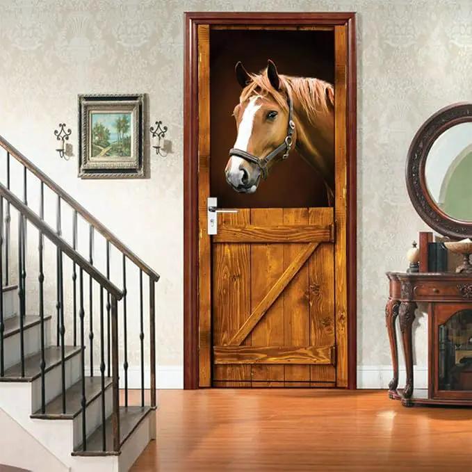 3D Peel and Stick Mural - Horse - Wallpaper Self-Adhesive Decal - Removable PVC Waterproof Door Poster for Bedroom Living Room - 34.6" x 78.7" by GreenHaven Gardens