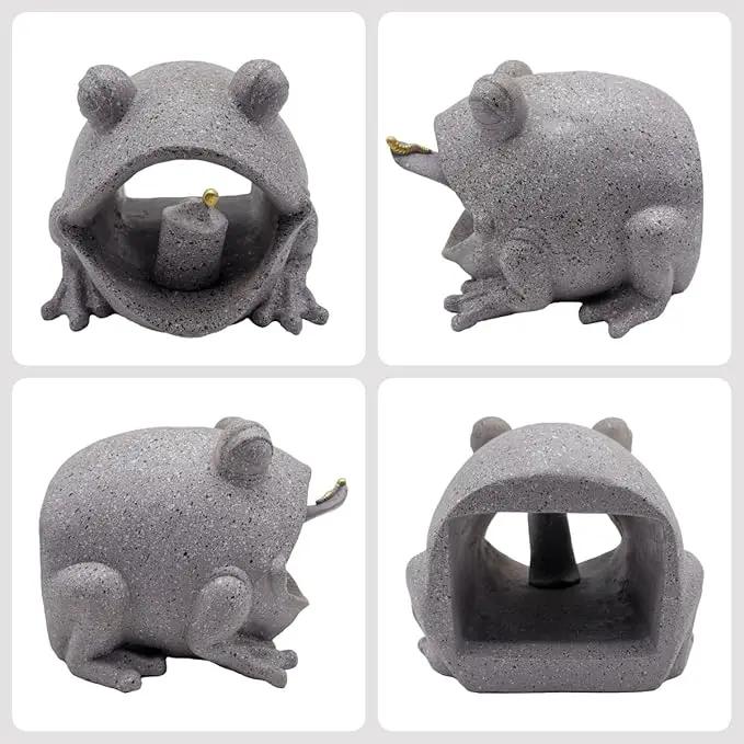 Frog Statues Gutter Downspout Extension Statues Garden Decoration,Animal Resin Statue Outdoor Decor,Downspout Diverter,Decorative Gutter Extension,3"×4" Downspout Extender Diverter Splash Block（Grey） by GreenHaven Gardens
