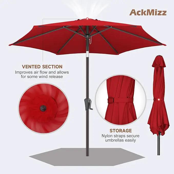 9ft Outdoor Patio Umbrella - Table Umbrella Waterprool UV Protection, Sombrillas de Patio with Push Button Tilt&Crank, Sun Umbrella for Pool, Porch, Garden, Deck, Backyard(Red) by GreenHaven Gardens