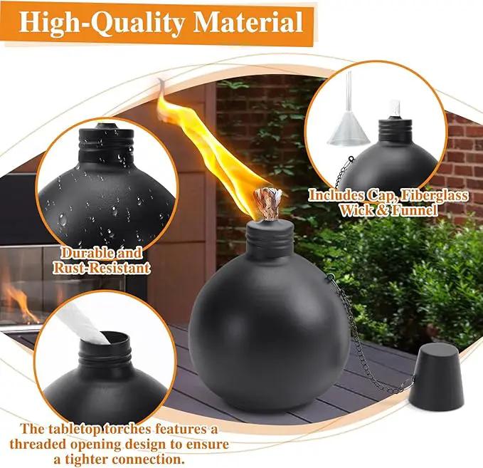 6 Pack Citronella Tabletop Torches, 25 oz Table Top Torches for Outdoor, Metal Oil Burner Candles, Garden Torches with Fiberglass Wick for Yard, Patio, Deck, Garden, Party, Landscape. by GreenHaven Gardens