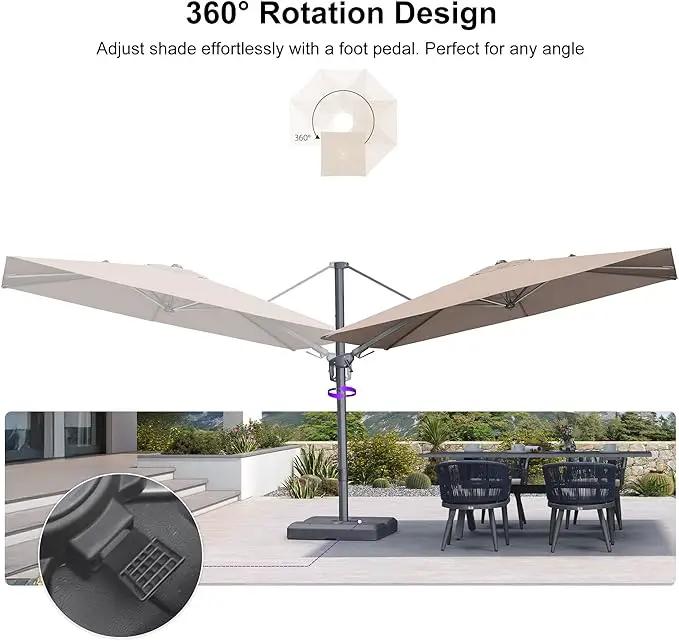 PURPLE LEAF 10' X 6.5' Left-right Tilting Outdoor Patio Umbrella Swivel Offset Cantilever Heavy Duty Rectangle Aluminum Umbrella with UV Resistant for Deck Pool Patio Backyard, Sand Dune by GreenHaven Gardens