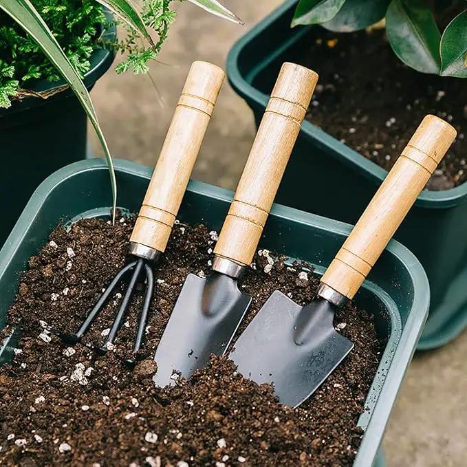 Garden Tools Set-Garden Rake Trowel, Small Succulent Plant Transplant Trowel Set,3 Piece Mini Premium Gardening Hand Kit,1 Narrow Shovel,1 Wide Shovel and 1 Garden Tools Set Gift for Older and Kids by GreenHaven Gardens