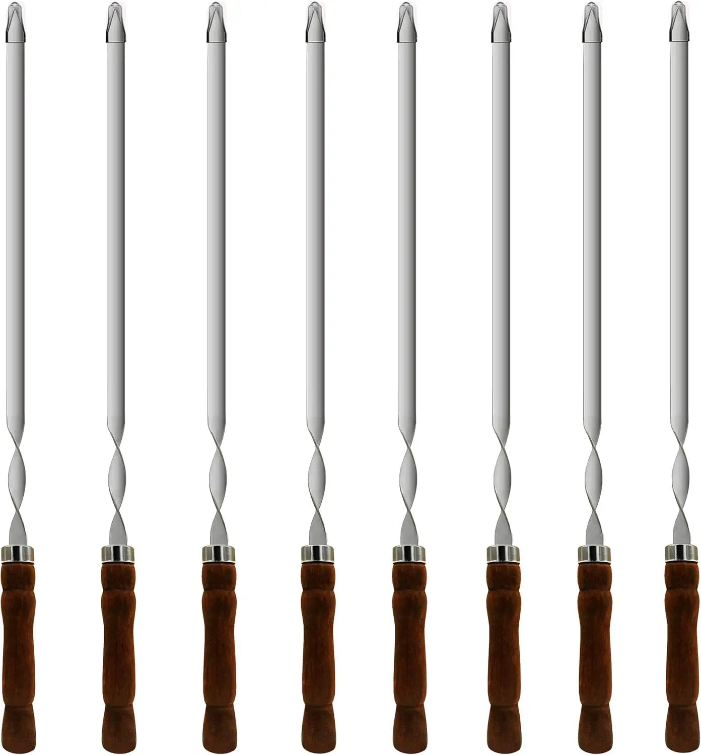 23.6 Inch Skewers for Kabobs 0.62 Inch Wide Kabob Skewer 8PCS Reusable Metal Skewers for Grilling Long Kebab Skewer Large Heavy Duty BBQ Sticks Stainless Steel Barbecue Sticks with Oak Handle by GreenHaven Gardens