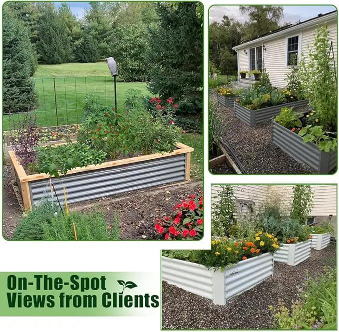 A ANLEOLIFE 8X4X1.5 ft Galvanized Raised Garden Bed, Rectangle Above Ground Modular Metal Planter Boxes Outdoor for Vegetables Flowers Herbs, Anti-Rust & Easy-Setup, Antique White by GreenHaven Gardens