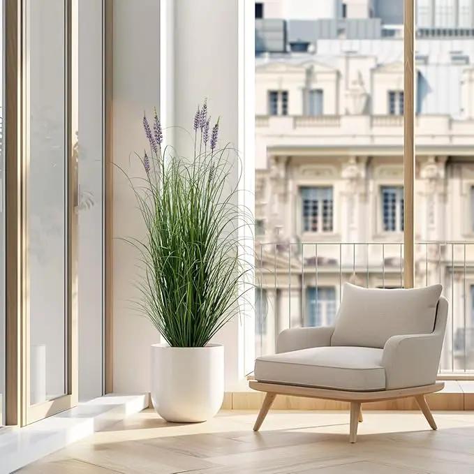 Artificial Plant 5ft(2pack) Tall Artificial Lavender Plant,Faux Plants Indoor Home Decorative Artificial Plants & Flowers in Pot Fake Plant, House Plant Indoor by GreenHaven Gardens