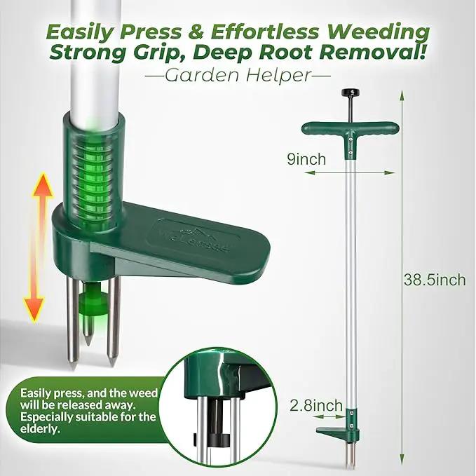 Walensee Weed Puller, Stand Up Weeder Hand Tool, Long Handle Garden Weeding Tool with 3 Claws, Hand Weed Hound Weed Puller for Dandelion, Standup Weed Root Pulling Tool and Picker, Grabber (1 Pack) by GreenHaven Gardens
