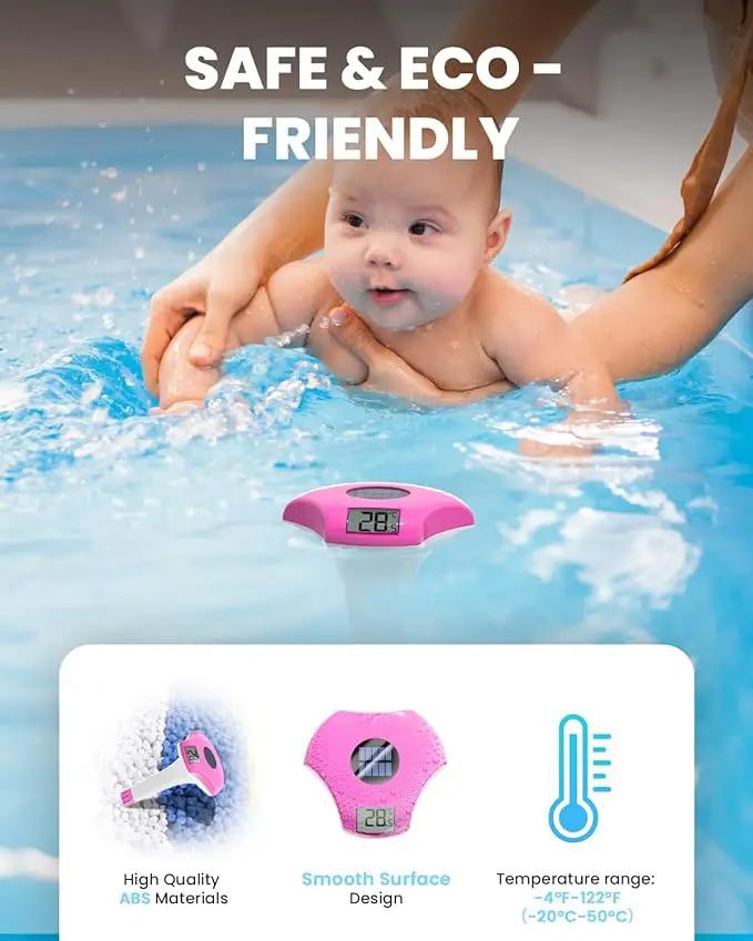 BALDR Pool Thermometer Floating Easy Read, IPX8 Waterproof, Solar Powered Digital Pool Thermometer with LCD Screen,Suitable for Swimming Pool/Hot Tub/Hot Spring/Aquarium (Purple) by GreenHaven Gardens