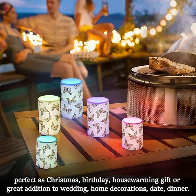 Flickering Flameless Candles, Monarch Butterflies LED Candles with Remote Timer, Set of 2 Battery Operated Candle for Valentine Wedding Birthday by GreenHaven Gardens