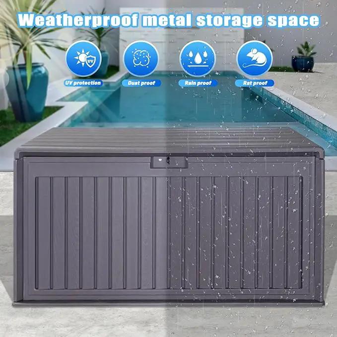 100 Gallon Outdoor Storage Box Waterproof, Resin Deck Box with Dual-Wall for Storing Gardening Tools, Pool Supplies, And More by GreenHaven Gardens